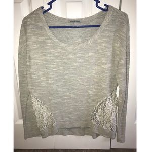 Grey sweater with lace detail